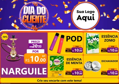 Modelo de Encarte para Encarte A4 Horizontal com o tema Dia do Cliente para Tabacaria