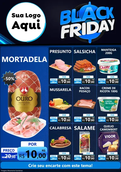 Modelo de Encarte para Encarte A4 Vertical com o tema Black Friday para Frios e Laticínios