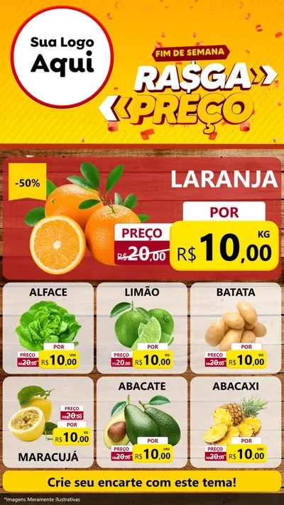 Modelo de Rede Social para Stories com o tema Fim de Semana Rasga Preços para Hortifrúti