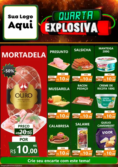 Modelo de Encarte para Encarte A4 Vertical com o tema Quarta Explosiva para Frios e Laticínios