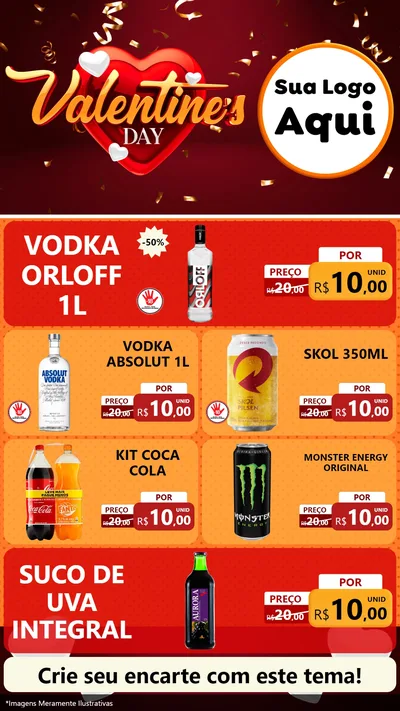 Modelo de TV para TV Vertical com o tema Valentine's Day para Distribuidora de bebidas