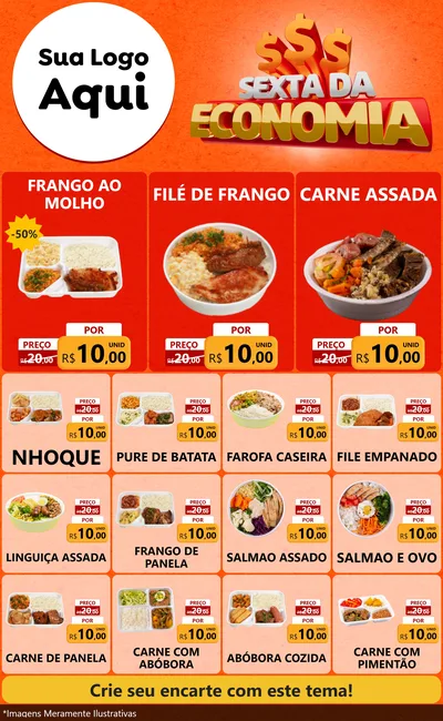 Modelo de Encarte para Encarte Grande com o tema Sexta da Economia para Restaurante