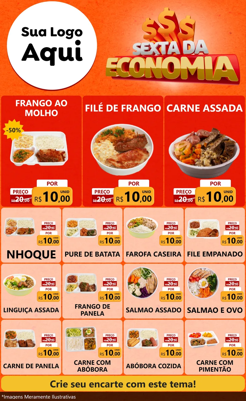 Modelo de Encarte para Encarte Grande com o tema Sexta da Economia para Restaurante