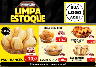 Modelo de Encarte para Encarte A4 Horizontal com o tema Operação Limpa Estoque para Padaria