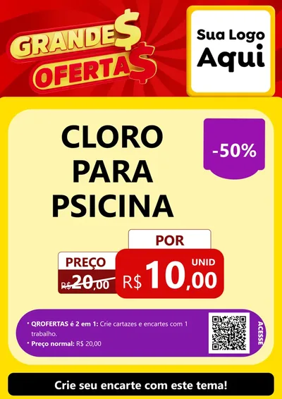 Modelo de Cartaz para Cartaz A4 Vertical com o tema Grandes Ofertas para Produtos para Piscina