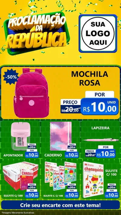 Modelo de Rede Social para Stories com o tema Proclamação da República para Papelaria