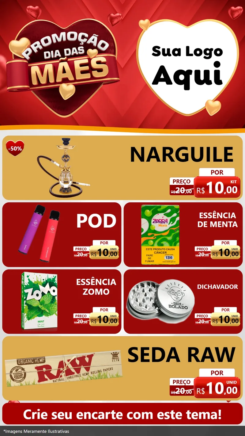 Modelo de TV para TV Vertical com o tema Promoção Dia das Mães para Tabacaria