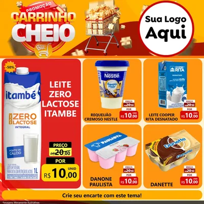 Modelo de Rede Social para Feed Facebook com o tema Promoção carrinho cheio para Frios e Laticínios