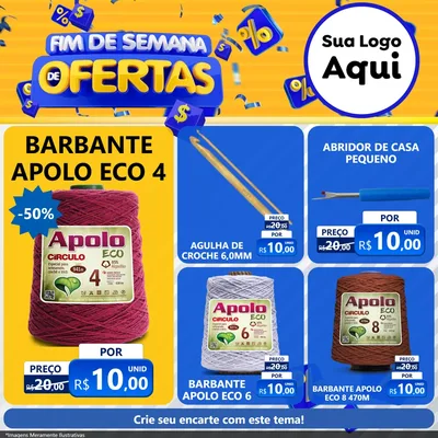 Modelo de Rede Social para Feed Facebook com o tema Fim de Semana de Ofertas para Armarinho e Aviamentos
