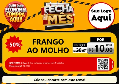Modelo de Cartaz para Cartaz A4 Horizontal com o tema Fecha Mês para Restaurante
