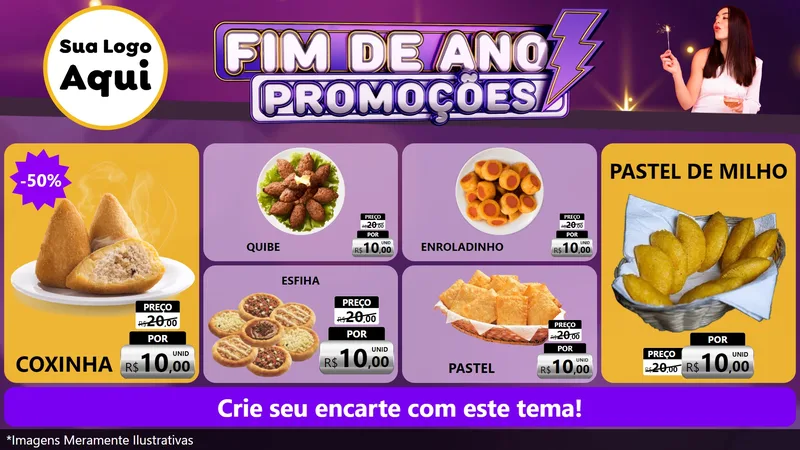 Modelo de TV para TV Horizontal com o tema Fim de Ano Promoções para Salgadaria