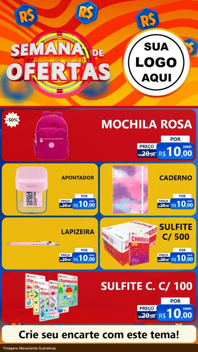 Modelo de TV para TV Vertical com o tema Semana de Ofertas para Papelaria