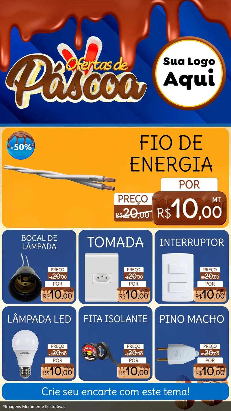 Modelo de Rede Social para Stories com o tema Ofertas de Páscoa para Materiais Elétricos
