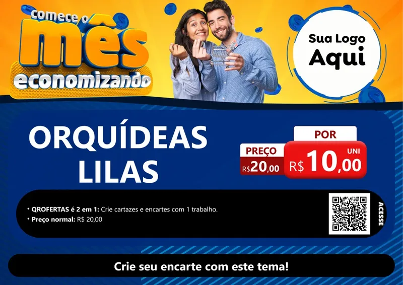Modelo de Cartaz para Cartaz A4 Horizontal com o tema Comece O Mês Economizando para Floricultura e jardim