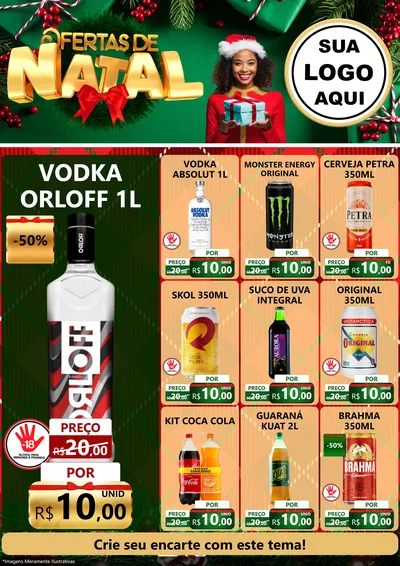 Modelo de Encarte para Encarte A4 Vertical com o tema Ofertas de Natal para Distribuidora de bebidas