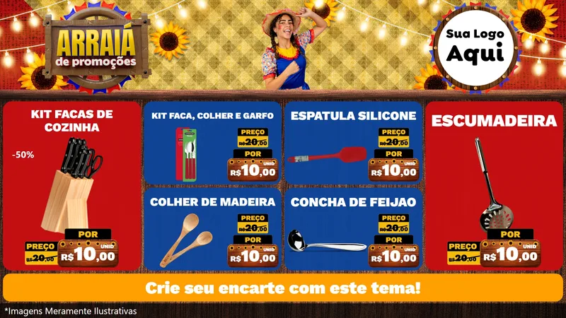 Modelo de TV para TV Horizontal com o tema Arraiá de Promoções para Utilidades Domésticas
