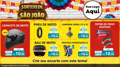 Modelo de TV para TV Horizontal com o tema Sorteio de São João para Moto peças