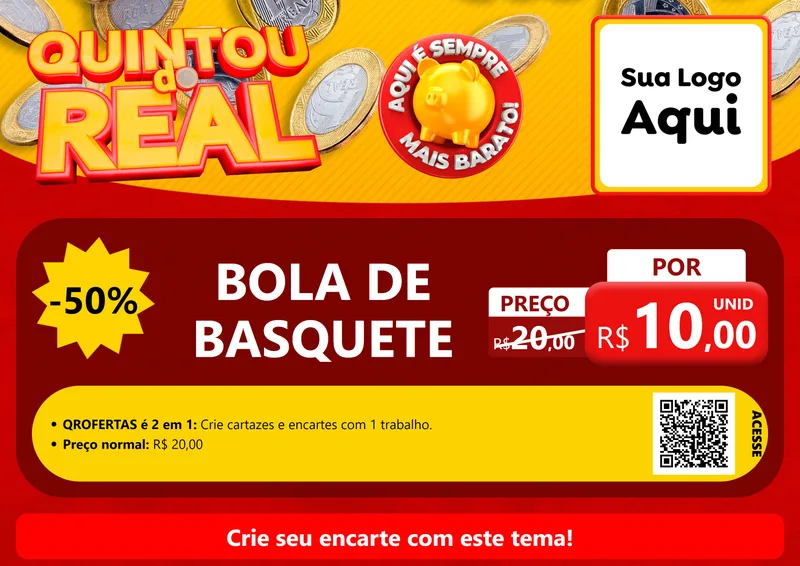 Modelo de Cartaz para Cartaz A4 Horizontal com o tema Quintou do Real para Artigos Esportivos