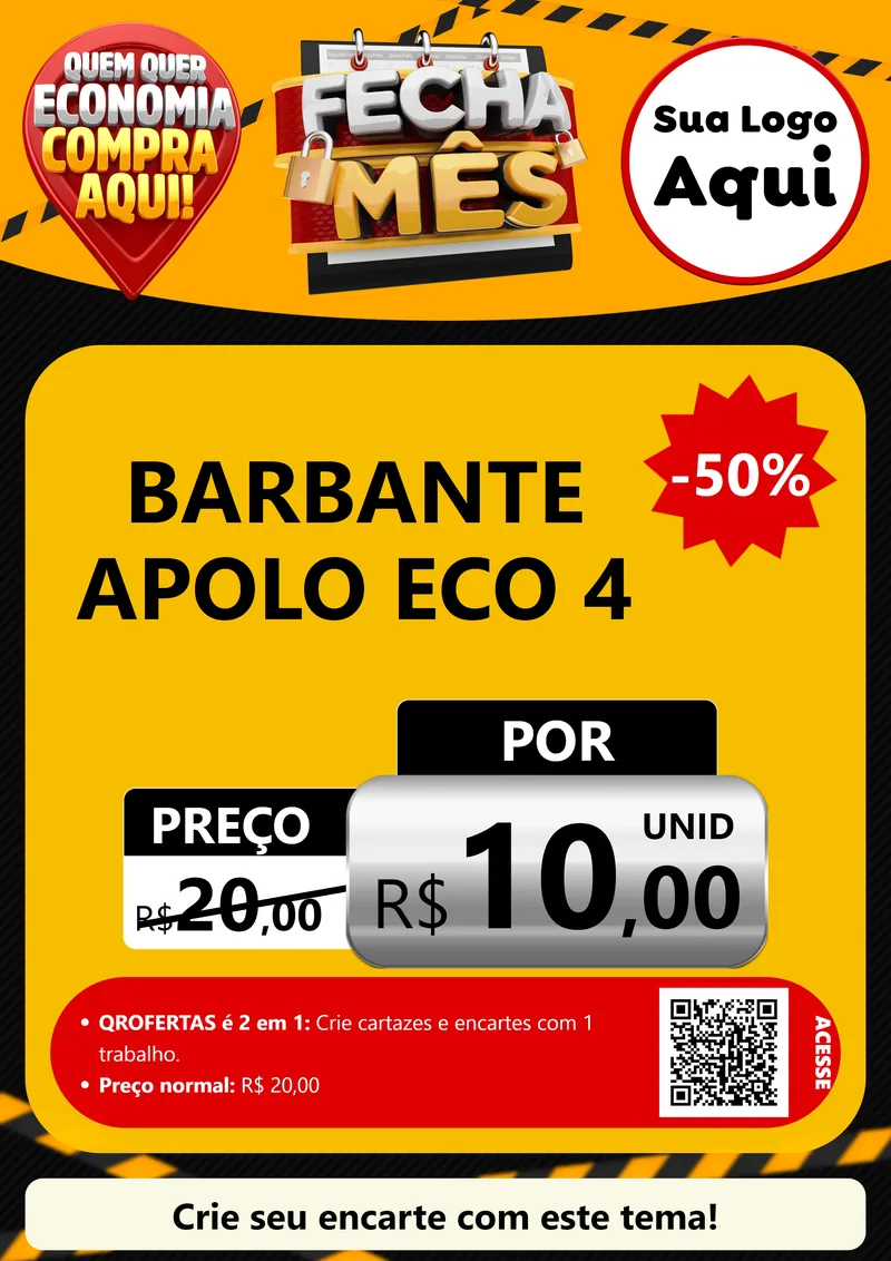 Modelo de Cartaz para Cartaz A4 Vertical com o tema Fecha Mês para Armarinho e Aviamentos