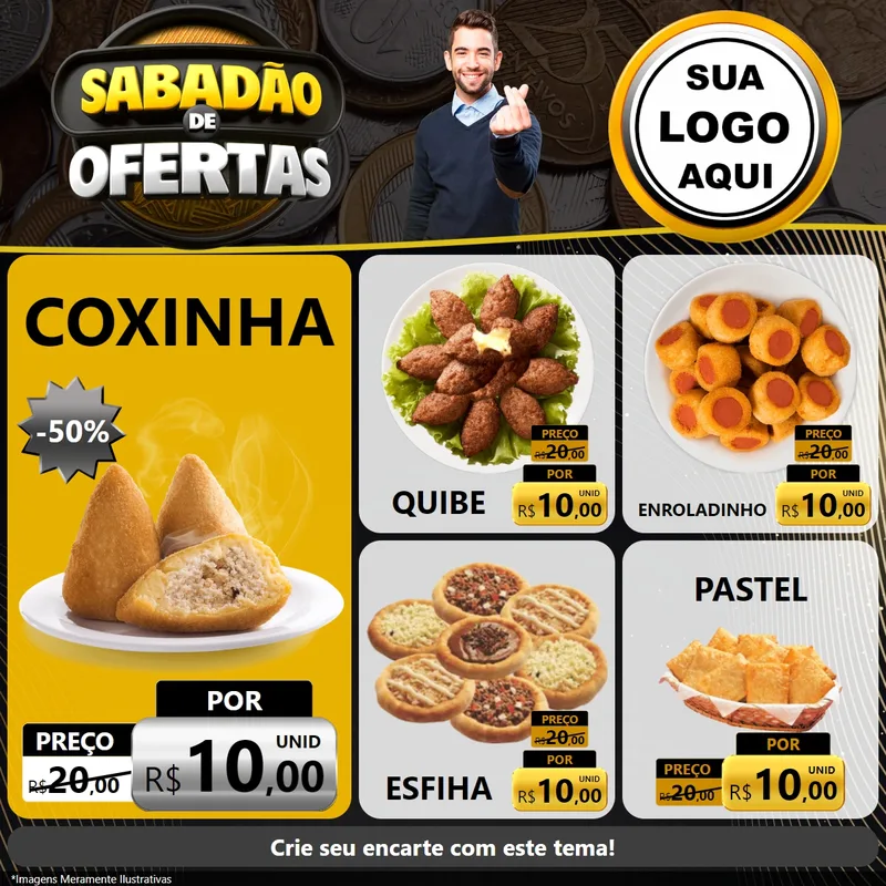 Modelo de Rede Social para Feed Facebook com o tema Sabadão de Ofertas para Salgadaria