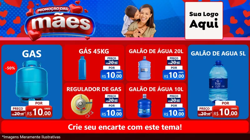 Modelo de TV para TV Horizontal com o tema Promoção das Mães para Água e gás