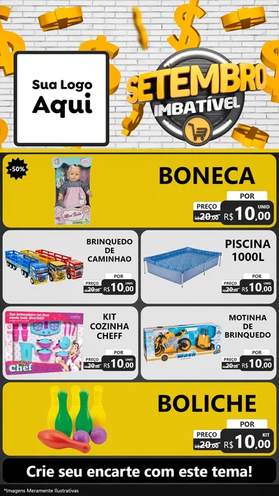 Modelo de TV para TV Vertical com o tema Setembro Imbatível para Brinquedos