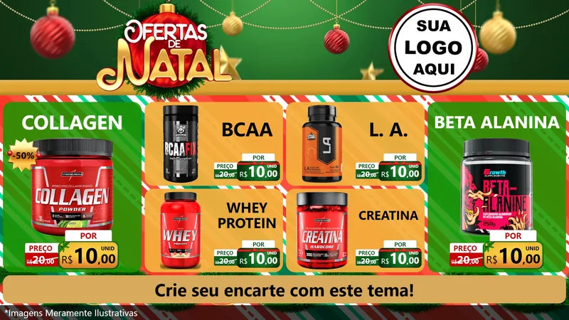 Modelo de TV para TV Horizontal com o tema Ofertas de Natal para Suplementos alimentares