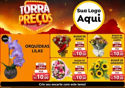 Modelo de Encarte para Encarte A4 Horizontal com o tema Torra Preços para Floricultura e jardim