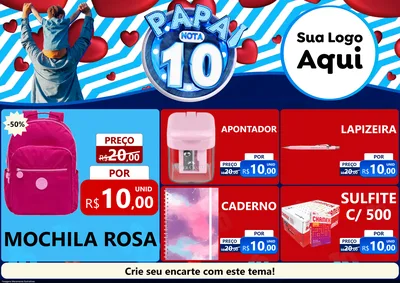 Modelo de Encarte para Encarte A4 Horizontal com o tema Papai Nota 10 para Papelaria