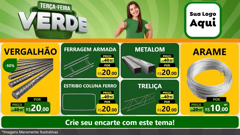 Modelo de TV para TV Horizontal com o tema Terça - Feira Verde para Ferragens