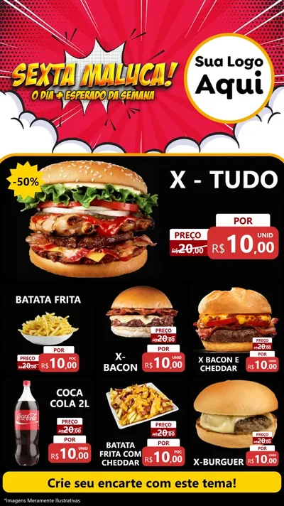 Modelo de Rede Social para Stories com o tema Sexta Maluca! para Hamburgueria