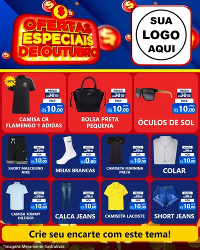 Modelo de Rede Social para Feed Instagram com o tema Ofertas Especiais de Outubro para Roupas e acessórios