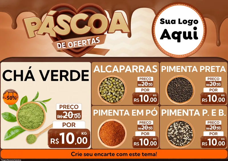 Modelo de Encarte para Encarte A4 Horizontal com o tema Páscoa de Ofertas para Produtos Naturais