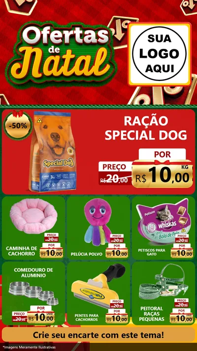 Modelo de Rede Social para Stories com o tema Ofertas de Natal para Pet Shop