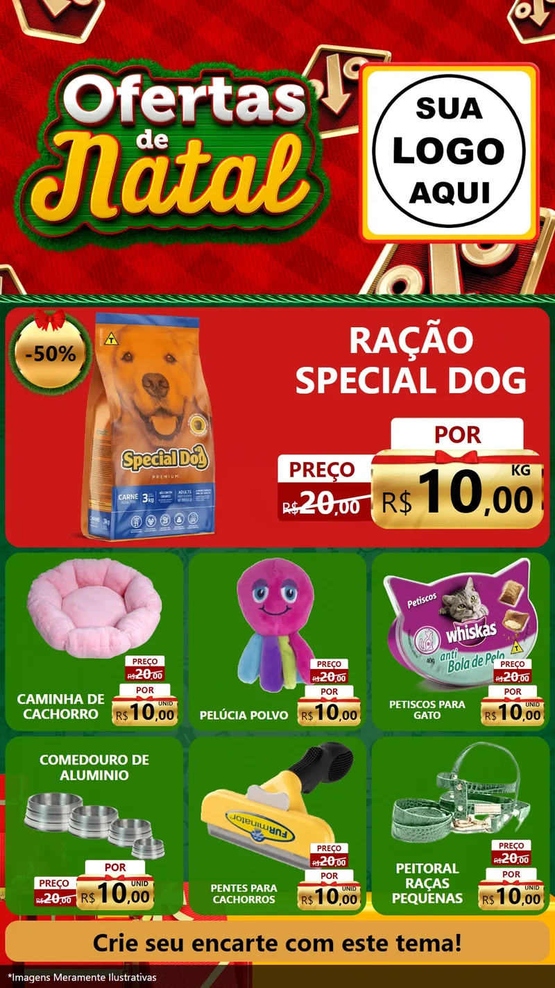 Modelo de Rede Social para Stories com o tema Ofertas de Natal para Pet Shop