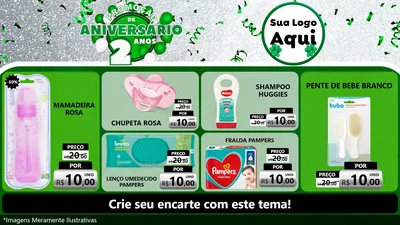 Modelo de TV para TV Horizontal com o tema Promoção de Aniversário - 2 Anos para Bebês