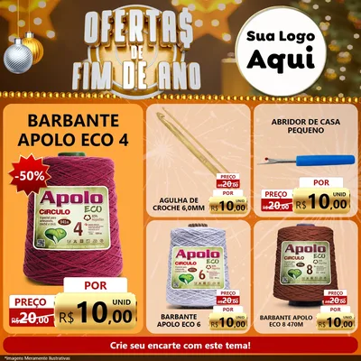 Modelo de Rede Social para Feed Facebook com o tema Ofertas de Fim de Ano para Armarinho e Aviamentos