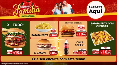 Modelo de TV para TV Horizontal com o tema Alegria em Família Super Ofertas - Natal para Hamburgueria