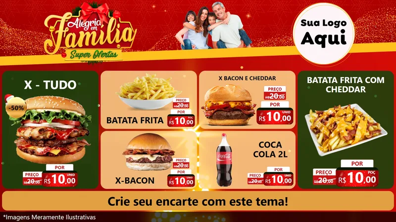 Modelo de TV para TV Horizontal com o tema Alegria em Família Super Ofertas - Natal para Hamburgueria