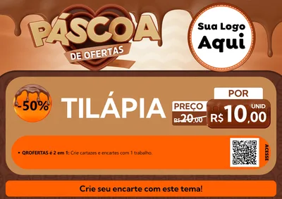 Modelo de Cartaz para Cartaz A4 Horizontal com o tema Páscoa de Ofertas para Peixaria