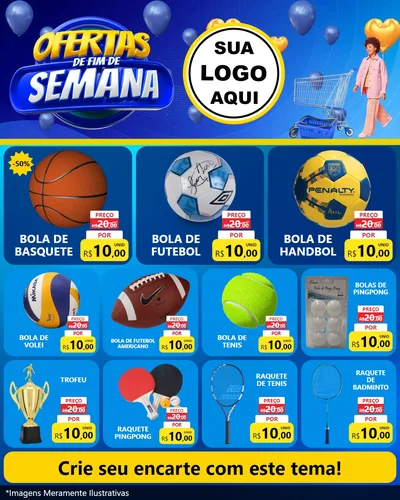 Modelo de Rede Social para Feed Instagram com o tema Ofertas de Fim de Semana para Artigos Esportivos