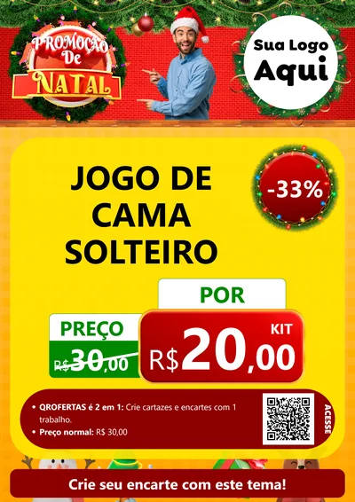Modelo de Cartaz para Cartaz A4 Vertical com o tema Promoção de Natal para Cama, Mesa e Banho