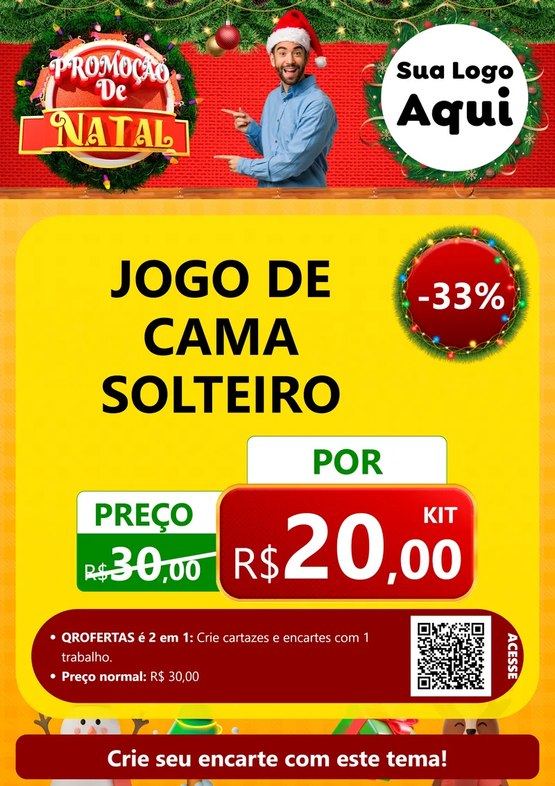 Modelo de Cartaz para Cartaz A4 Vertical com o tema Promoção de Natal para Cama, Mesa e Banho