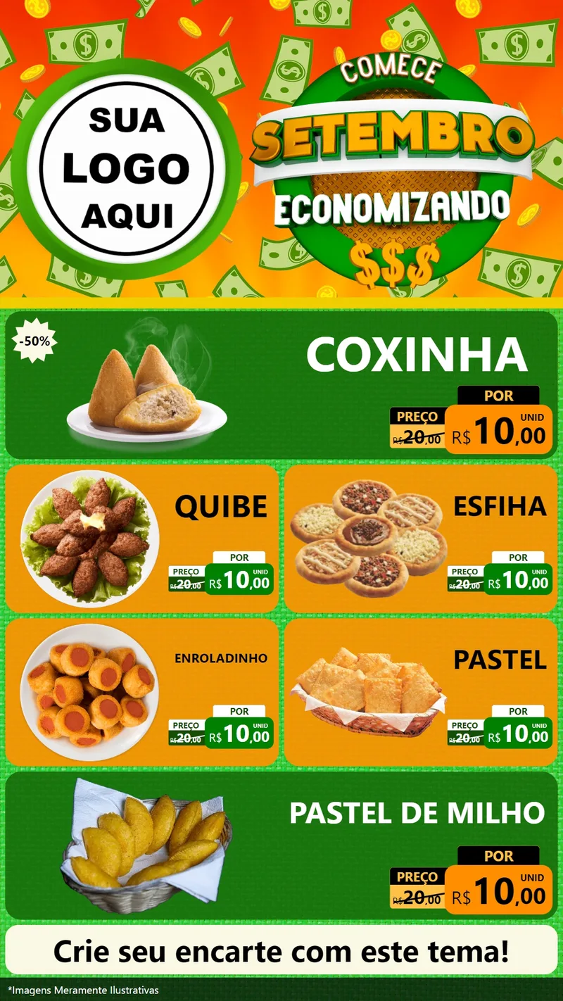 Modelo de TV para TV Vertical com o tema Comece Setembro Economizando para Salgadaria