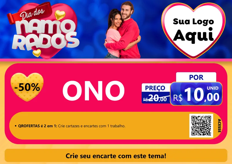 Modelo de Cartaz para Cartaz A4 Horizontal com o tema Dia dos namorados para Óticas