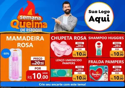 Modelo de Encarte para Encarte A4 Horizontal com o tema Semana Queima de Estoque para Bebês