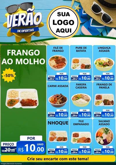 Modelo de Encarte para Encarte A4 Vertical com o tema Verão de Ofertas para Restaurante