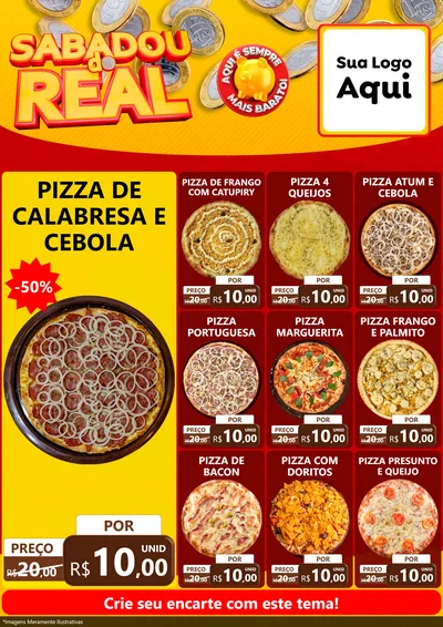 Modelo de Encarte para Encarte A4 Vertical com o tema Sabadou do Real para Pizzaria