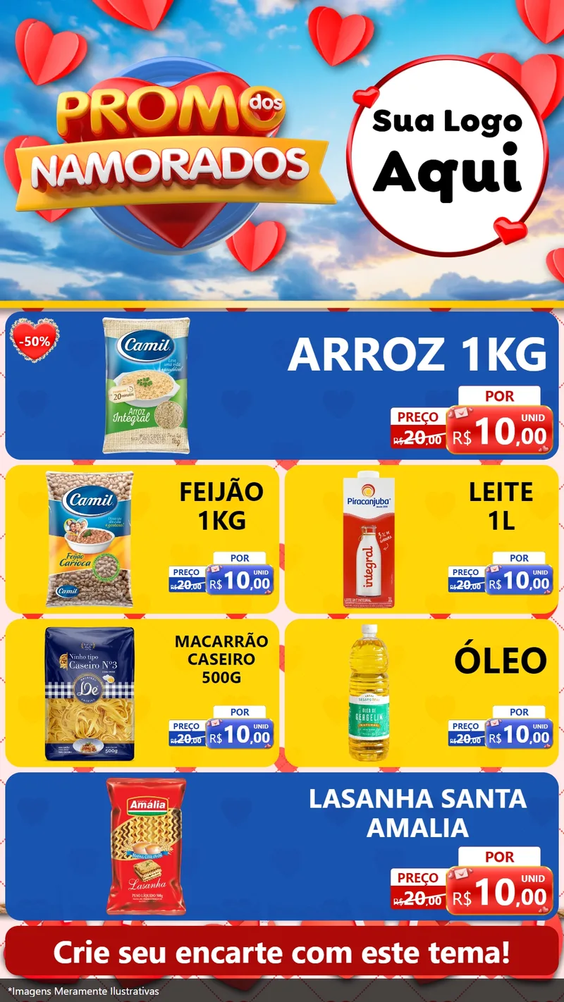 Modelo de TV para TV Vertical com o tema Promo dos Namorados para Supermercado