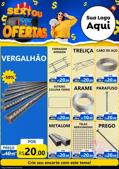 Modelo de Encarte para Encarte A4 Vertical com o tema Sextou de Ofertas para Ferragens